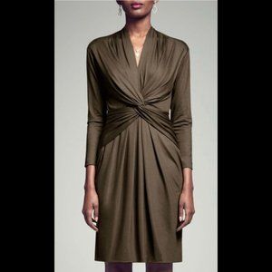 New MM Lafleur Blair 2.0 long sleeve ruched twist crisscross v-neck drape dress